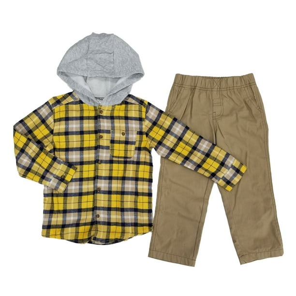 NEW Carter/'s Boy/'s 2-Piece Button Shirt with Hoodie and Jogger Pant Set
